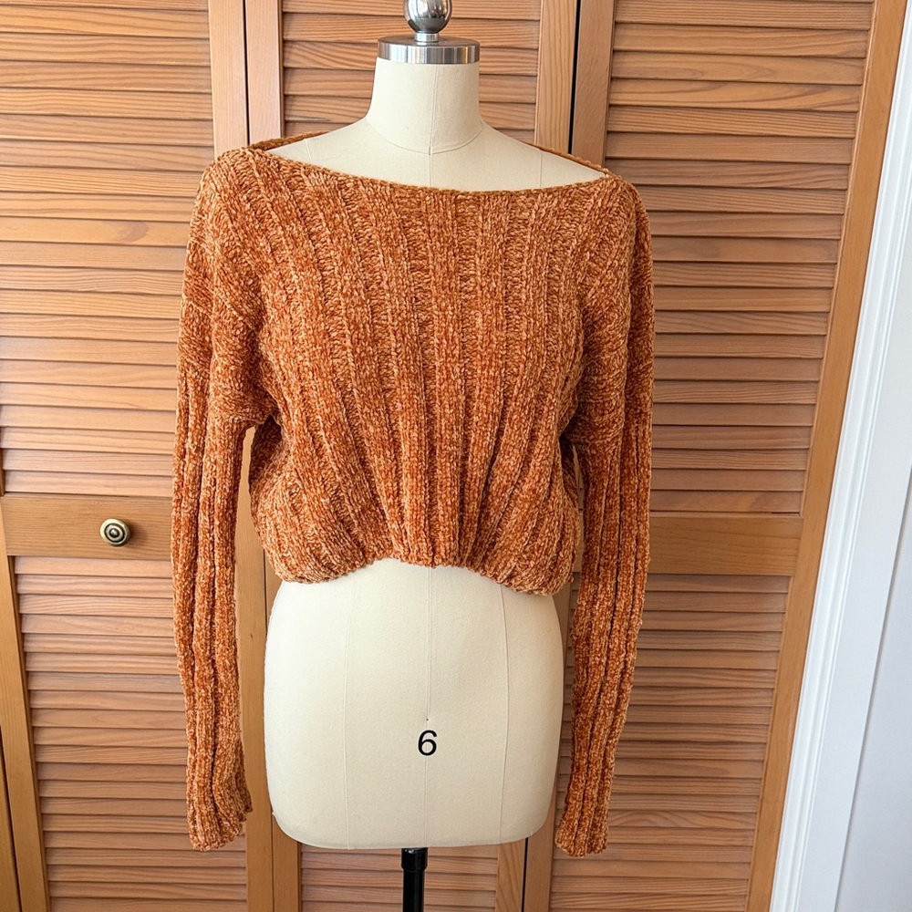 FAVLUX Cozy Off-Shoulder Rust Sweater
